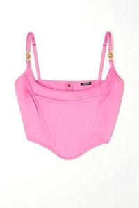 Versace Cropped Ladies Pink Bralet Corset Top - Picture 1 of 8