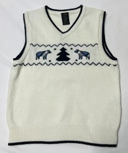 Children's Sweater Vest Boys Size 6 Sleeveless Cute Pullover Bears 100% Cotton - Picture 1 of 14