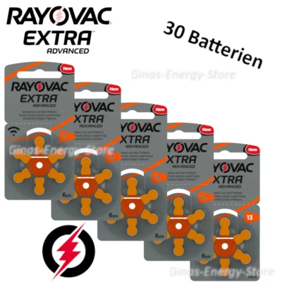 30 x Hörgerätebatterien Typ 13 Rayovac Extra Advanced ZL2