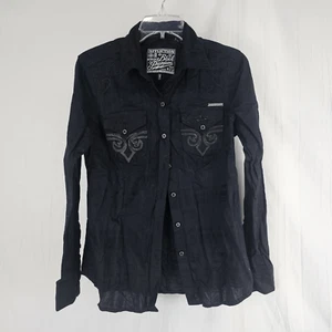 Affliction schwarzes Premium Hemd mit Knopfleiste Herren S schwarz großes Logo hinten bestickt - Bild 1 von 8