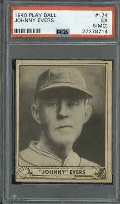 1940 Play Ball #174 Johnny Evers Superman Back PSA 5 (MC) - Image 1 of 2