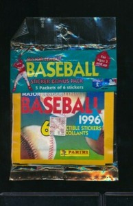1996 PANINI STICKERS BASEBALL sealed package of 5 wax packs 30 stickers total 