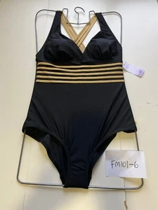LASCANA Swimsuit in Black with Gold Piping (FM101-6) - Picture 1 of 2