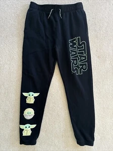 Star Wars Yoda Grogu Black Sweatpants Elastic Waist Boys XL - Picture 1 of 8