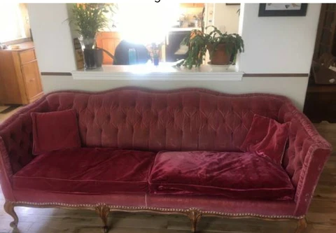 Antique Velvet Chesterfield Settee/sofa Approximately 100 years old Cover