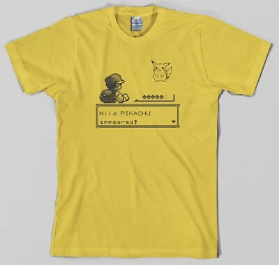 Camiseta Pokemon Battle amarilla nintendo gameboy ash pikachu videojuego rpg nueva Foto 1 de 3