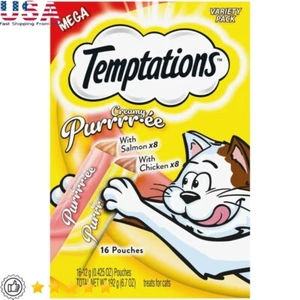 Creamy Puree Lickable Cat Treats Salmon Chicken Variety Pack 16 Pouches 12g New - Picture 1 of 18