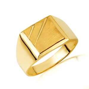 Yellow Gold Men's Modern Signet Ring - Picture 1 of 2