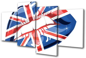 Fashion Great Britain Lips MULTI CANVAS WALL ART Picture Print VA - Picture 1 of 1
