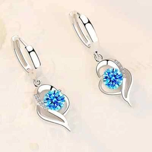 Plata de Ley 925 Nueva Mujer Joyería de Moda Alta Calidad Azul Rosa Blanco Pu... - Imagen 1 de 23