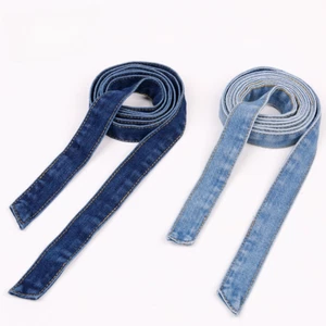 1 x cintura denim stringata in vita fascia cravatta accessorio cinghie per pantaloni jeans abito cintura - Foto 1 di 17
