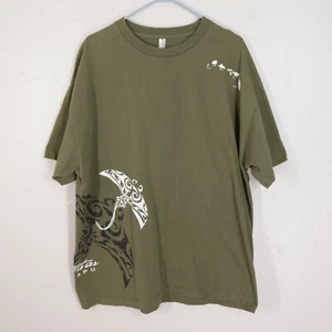 Hawaii Sacred Waters Wai Kapu Tshirt Men XXL Army Green Crew Short Sleeve - Picture 1 of 12