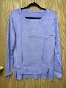 NWT Womens Purple Tunic Pullover Sweater Crew Neck Lightweight Side Split SIZE M - Picture 1 of 9