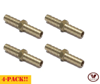4-PACK! 1/2 Brass Barb Hose Splicer Mender Straight Fitting Air Water Oil 129-8 - Image 1 of 4