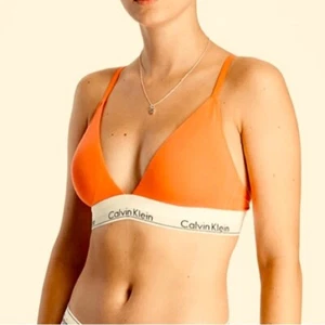 Sujetador Calvin Klein Bralette Triángulo Forrado Claro Nuevo con Etiquetas Naranja Blanco Grande - Imagen 1 de 11