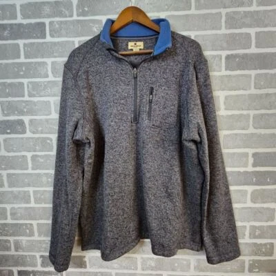 Suéter Woolrich Polar Para Hombre XL Gris 1/4 Cremallera Manga Larga Tejido Pullover Cálido Foto 1 de 4