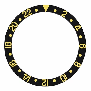 INSERTO BISEL PARA ROLEX GMT MASTER 1670, 1675, 16750 ORO NEGRO FUENTE AMARILLA - Imagen 1 de 2