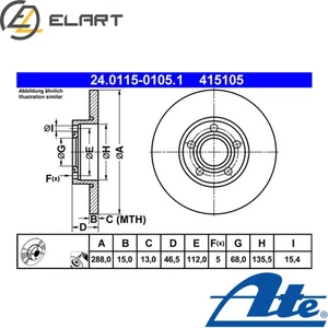 2x BRAKE DISC 24.0115-0105.1 FOR AUDI A6C4100C4A4B5 AFM 2.4L 6cyl A6 C4 2.0L - Picture 1 of 9