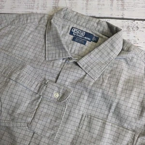 Polo Ralph Lauren Button Up Shirt Mens Large Bonnard Gray Long Sleeve Windowpane - Picture 1 of 8