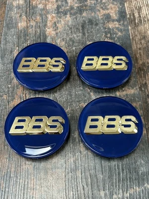 Fits BBS 3D Alloy Wheel Centre Cap Set Dark Blue & Gold Three Prong 70mm - Image 1 of 3