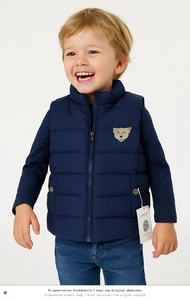 Steiff Kinder Steppweste Gr. 92 Blau Wendeweste Teddy Applikation - Bild 1 von 6
