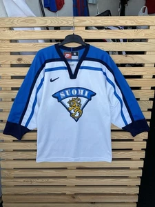 Vintage 90s Nike Finland Suomi National Team Hockey Away Jersey Made In Canada - Picture 1 of 6