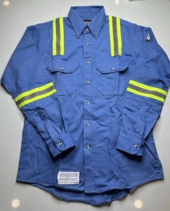 NEW Bulwark FR Enhanced Visibility Vis Uniform Shirt Reflective Size M Blue - Picture 1 of 8