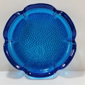 Posacenere vetro artistico blu cobalto pesante spesso manopola piano cottura capesante texture fiore di loto - Foto 1 di 8