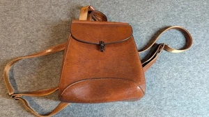 Backpack Bag Brown Leather-Like Touring Classic - Picture 1 of 14