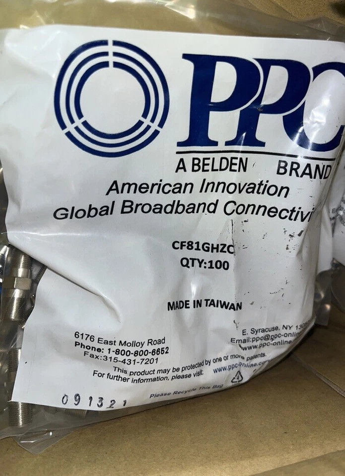 100 PPC CF81GHZC BARRELS RG6 FEMALE SPLICE COAX CABLE BRAND NEW - Image 1 of 1