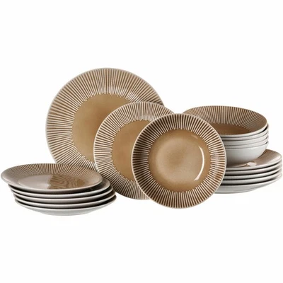 Ritzenhoff & Breker Dinner Set Banda 18 Piece, Dinnerware Set, Stoneware, Beige 320114 - Image 1 of 3