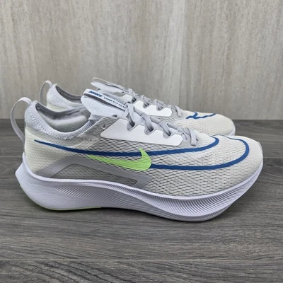 Nike Zoom Fly 4 Size 9 Mens Summit White Imperial Blue Lime Glow Running Shoes - Image 1 of 4