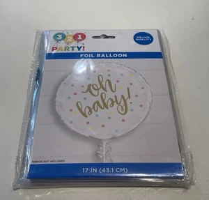 ¡Fiesta 321! "Globo de calidad de helio Oh Baby 17"" rosa y azul impreso en ambos lados" - Imagen 1 de 6