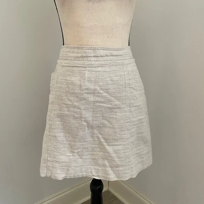 LOFT Tweed Skirt sz 12 Beige Cream Short A-Line Career Preppy Mature Clean Girl - Image 1 of 4