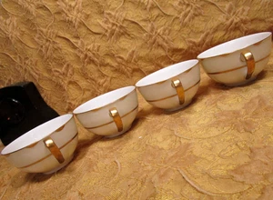 4 Theodore Haviland New York CONCORDE 4 cups only-NO SAUCERS-white/cream w/gold - Picture 1 of 5
