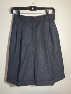 Bermudas Talbots 100 % lana talla 6 forradas tiro alto gris oscuro vintage EE. UU. Foto 1 de 4