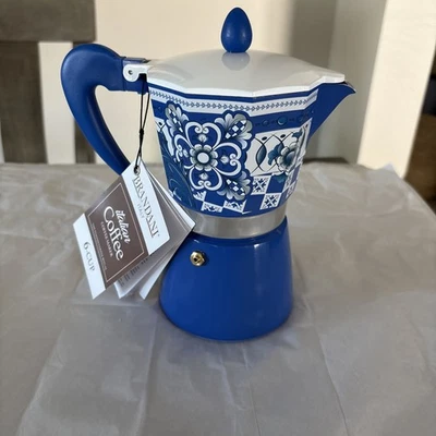 Brandani Estilo Italiano Espresso/Café/Moka Olla 6 Tazas Diseño Azul Foto 1 de 4