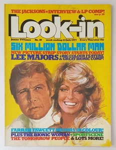 look-in magazine #30 1977, lee majors poster, farrah fawcett, the bionic woman - Picture 1 of 6