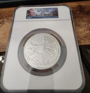2010 P 5 oz SILVER 25C GRAND CANYON NGC SP70 - Picture 1 of 2