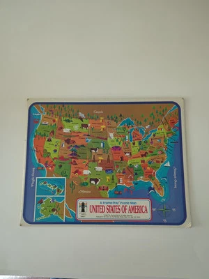 1968 Estados Unidos de América Rainbow Works marco-bandeja rompecabezas mapa 75902-1 Foto 1 de 4