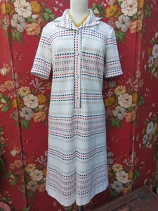 Vintage 1970's Red White and Blue Short Sleeved Summer Dress Size 10 - 12 - Picture 1 of 5