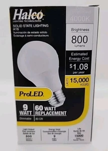 NEW Halco 85096 | 9A19-LED5-840-D 9W A19 E26 Base LED 4K Dimmable Qty 48 - Picture 1 of 9