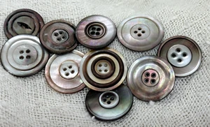 10 Antique Abalone Pearl Buttons, Special Rims, Larger Sizes - Picture 1 of 8