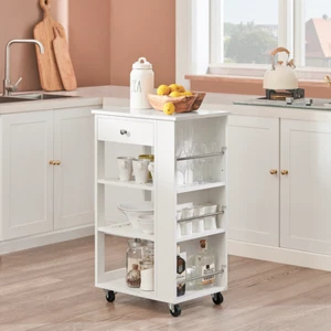 SoBuy carro de servicio carro de cocina carro con ruedas con cajón carro auxiliar FKW12-II-W - Imagen 1 de 7