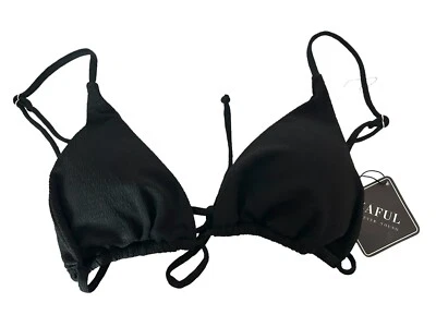 Top de bikini Zaful negro triángulo acanalado tanga talla 6 nuevo con etiquetas Foto 1 de 4