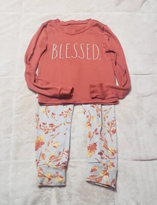 RAE DUNN Girls Snug Fit pajamas BLESSED Size 6 - Picture 1 of 6