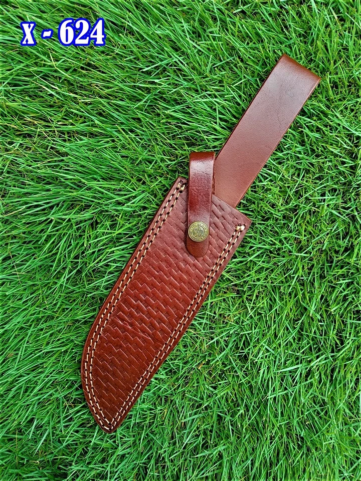 Custom Handmade Fixed Blade Knife Leather Sheath Holster Sheath Hand Engraved - Image 1 of 4