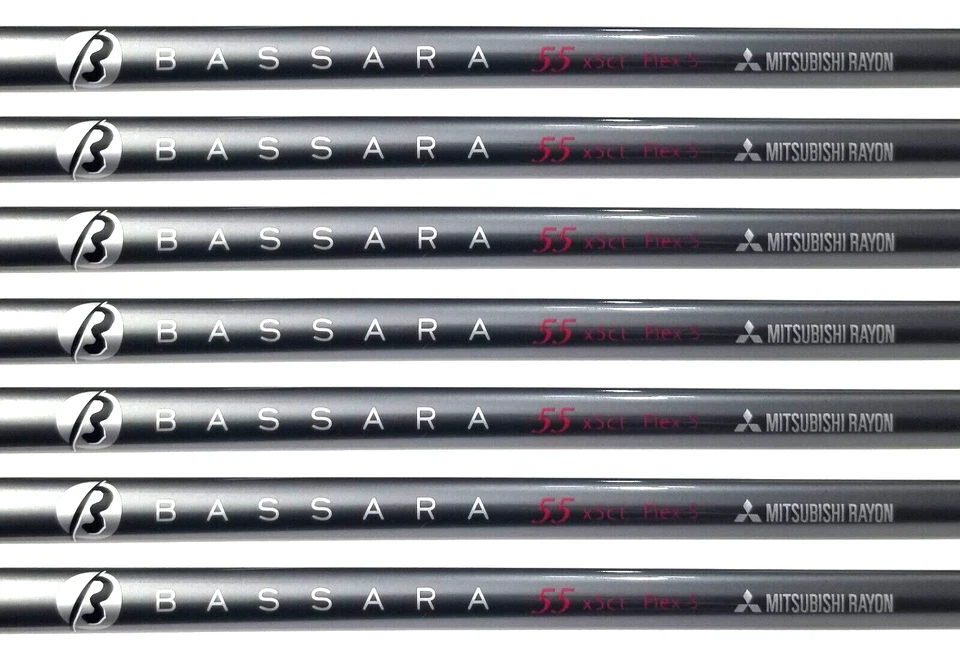 MITSUBISHI Rayon Bassara 55 Regular Flex Graphite Iron Shafts Set 355 Taper3-p