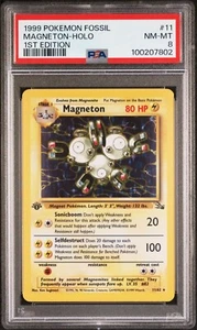 PSA 8 Magneton Holo #11 Fossil 1st Edition Pokemon Card 1999 - Picture 1 of 2
