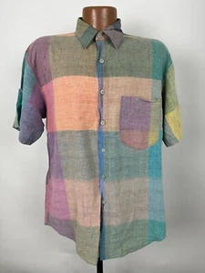 Vintage Alexander Julian COLOURS Shirt Men M Colorblock Cotton Outdoors Preppy - Picture 1 of 15